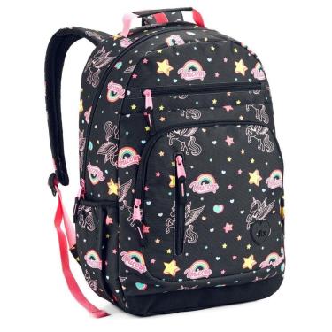 Imagem de Mochila Costas Feminina Backpack Good Vibes Unicórnio Preto-Masculino