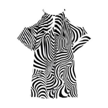 Imagem de Vestido Curto Fluido Estampado Com Mangas Amplas Em Viscose-Feminino