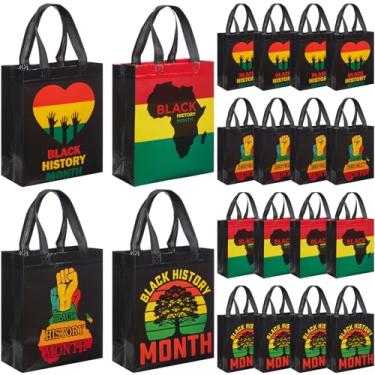 Imagem de Wesnoy 24 unidades de sacos de presente do mês da história negra com alça sacos de doces africanos a granel do século XIX, reutilizáveis, não tecidos, para lembrancinhas de festa do mês da história