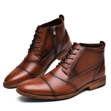 Imagem de Arkbird Bota social masculina, couro legítimo, clássica, casual, tornozeleira com zíper lateral, Marrom (218), 39