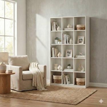 Imagem de Armário Colmeia 15 Nichos Estante Organizador Multiuso Livreiro Casa Sala Quarto Cozinha Lavanderia