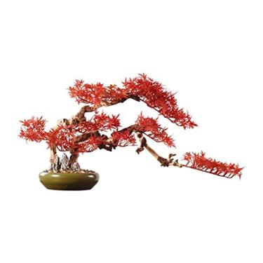 Imagem de Bonsai artificial de simulação de árvore de arte de planta, moderno, estilo chinês, simulação zen, bonsai vermelho, sala de estar, varanda, armário, ornamentos, árvore falsa