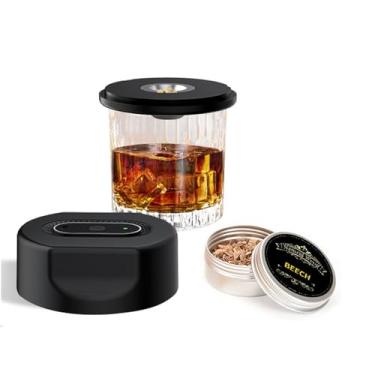 Imagem de ASHATA Kit Elétrico para Fumantes de Uísque, Kit Recarregável para Fumantes de Coquetéis Com 6 Lascas de Madeira, 600mAh, para Bar de Festa na Cozinha, Presentes para Homens, Pai,