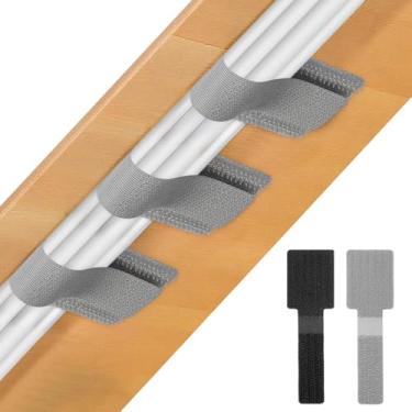 Imagem de Qianyu 80 peças de abraçadeiras de gancho e laço, cabos autoadesivos para gerenciamento de cabos sob a mesa, clipe reutilizável organizador de cabos, correias adesivas para eletrônicos, home office