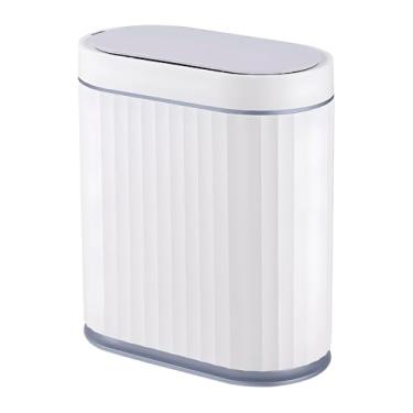 Imagem de Lixeira Automática com Sensor de Movimento 8 Litros - Lixeira Inteligente Compacta Sem Toque para Banheiro, Quarto e Escritório - Plástico Slim Branca e Cinza JAH5712