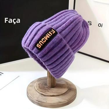 Imagem de Gorro De Tricô Feminino Elegante, Respirável E Elástico Em Acrílico Pa