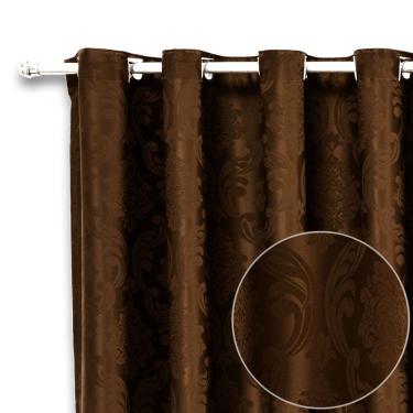 Imagem de Cortina Tecido Jacquard Sala Semi Blackout Marron 3,00X2,80