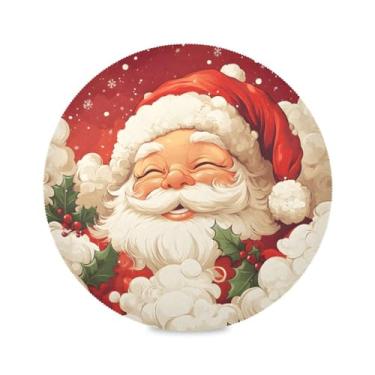 Imagem de STAYTOP Jogo americano redondo com desenho fofo de Papai Noel, 1 peça, tapetes de mesa antiderrapantes fáceis de limpar para casa, cozinha, churrasco, festa, decoração de mesa