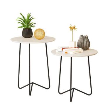 Imagem de Conjunto Mesas Laterais Roma 60-50 - Industrial Off White - Toc Casa