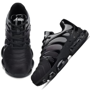 Imagem de ARISIC Tênis de dedo de aço masculino feminino leve de segurança composto confortável Zapatos para Hombre Zapatos Trabajo Tênis de caminhada, Preto e cinza, 11 Women/9.5 Men