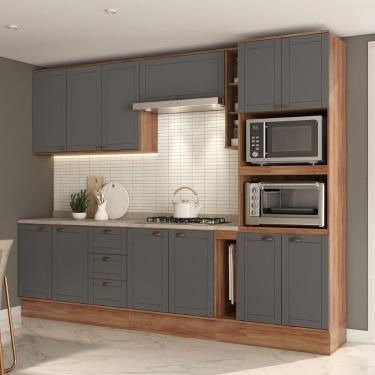 Imagem de Armário De Cozinha Completa Com Balcão Milla Dreamer Carraro Nogal Cinza Titânio