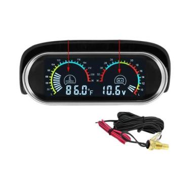 Imagem de Voltímetro Digital LCD Para Carro, Medidor De Temperatura Da Água De 0