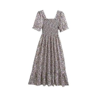 Imagem de Vestido Casual Feminino De Verão E Primavera Com Cintura Elástica Em C