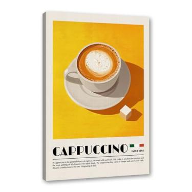 Imagem de Pintura em tela de arte de parede com estampa de cappuccino italiano, café, café, bar, decoração de sala de estar (SKU4,20.3x30.5 cm = (20 x 30 cm), emoldurado (tela embrulhada))