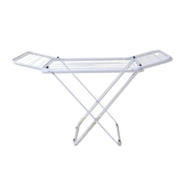 Imagem de Varal Dobrável de Chão com Abas - Super Leve Reforçado, Pintura Eletrostática (Não Enferruja), Ideal para Apartamento