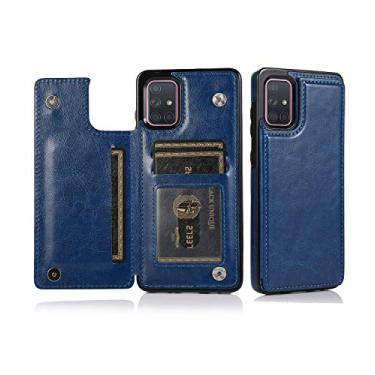 Imagem de Diaxbest Capa para Galaxy S10 Lite com suporte para cartão, [compartimento para cartão] [suporte] [interior TPU à prova de choque] fecho magnético duplo, capa carteira flip de couro (azul, Galaxy A55