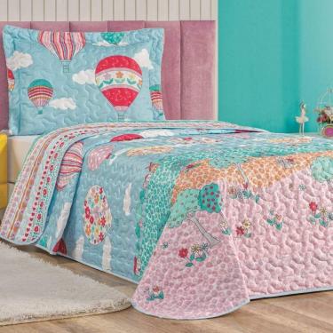 Imagem de Colcha Solteiro Bouti Kids Dupla Face Estampado 2 Peças Balão