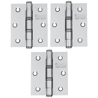 Imagem de Dobradiça Para Porta Silvana 4 Com Rolamento 891 Embutir 35kg Inox Cromada Com 3 Peças