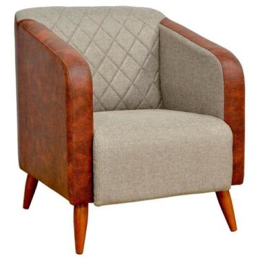 Imagem de Poltrona Decorativa Silm Pes Em Madeira Cinza Marrom Mpassos Cinza Mar