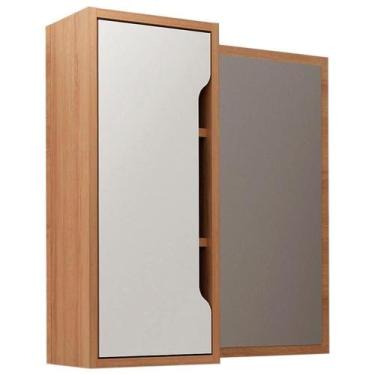 Imagem de Espelheira Para Banheiro 60 Cm 1 Porta Amendoa Branco - TECNO MOBILI