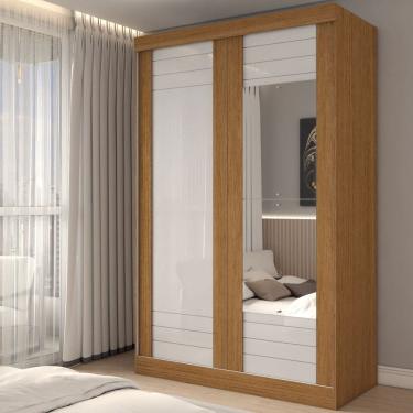 Imagem de Guarda-Roupa Solteiro Legado 2 Portas 2 Gavetas com Espelho 100% Mdf Flex Cinamomo/Off White - Panorama Móveis