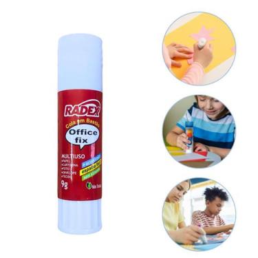 Imagem de Cola Bastão Escolar 9g Pequena Radex Multiuso Office Fix Papel Cartoli