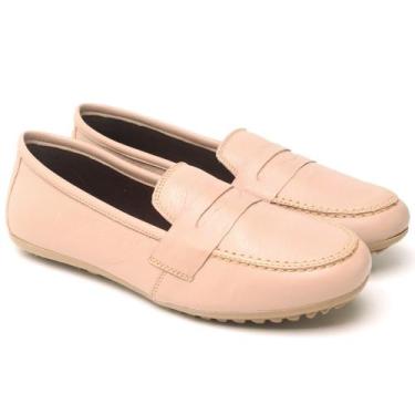 Imagem de Mocassim Sapato Feminino Comfort de Couro Nude - Bella Dama, Nude, 40