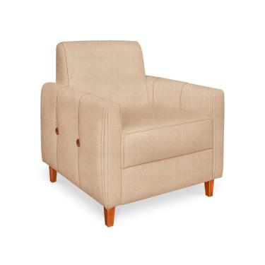 Imagem de Poltrona Zoe Linho Dourado Pés De Madeira - Pallazio