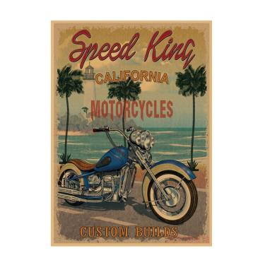 Imagem de Pôster vintage para motocicleta retrô em papel kraft 29,7x42cm