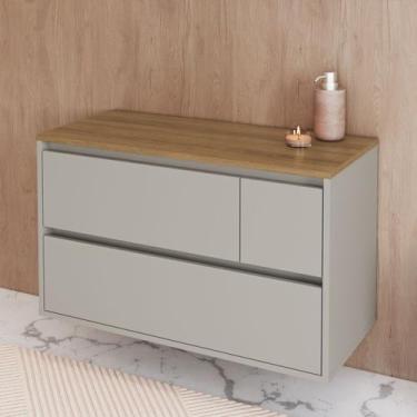 Imagem de Gabinete de Banheiro Suspenso 80cm com 2 Portas Basculante e 1 Gaveta 