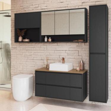 Imagem de Conjunto para Banheiro 4 Peças com Cuba e Gabinete Suspenso Berlin Art