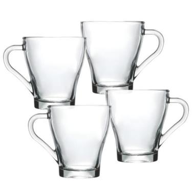 Imagem de Jogo 4 Canecas Xícara Café Cappuccino Expresso Vidro 250ml - CLICK HOU