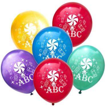 Imagem de Kit de balões Lollipop ABC, 10 unidades de látex, 12 cm para festa B -