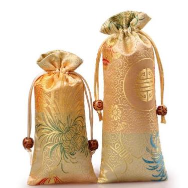 Imagem de Conjunto de sacolas de presente para armazenamento de joias, brocado d