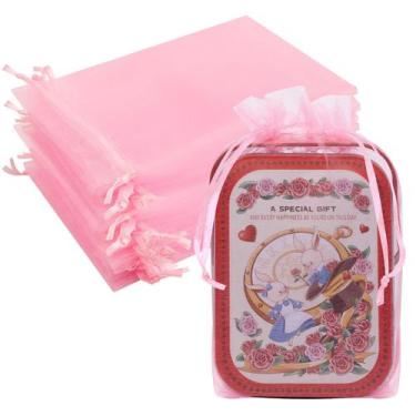 Imagem de Bolsas de Organza Rosa para Envolver Regalos 15x23 cm 50 piezas - Crwe