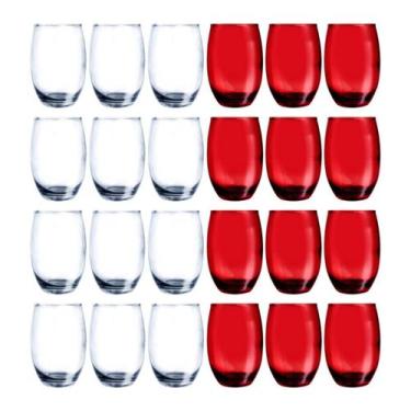 Imagem de kit 24 Copo Vermelho + 12 Copos Transp California Redondo 450ml - PRAT