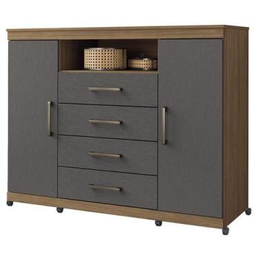 Imagem de Comoda Havana Master com rodizio Jatobá Grafite Acetinado - Santos And