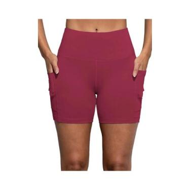 Imagem de Shorts De Yoga De Cintura Alta Para Mulheres Com Bolsos, Efeito Levant