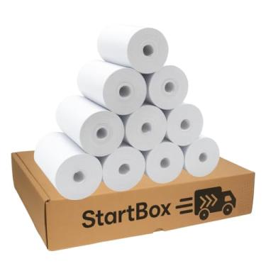 Imagem de Kit com 10 Bobinas Térmica Para Mini Impressora Térmica e Máquinas de Cartão 57x30mm 10 Metros de Papel Rolo 30mm Cor Branca StartBox