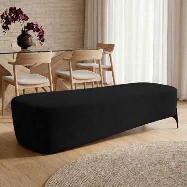 Imagem de Puff Recamier Decorativo Orgânico Lavie 140cm Premium Bouclê Preto - Desk Design