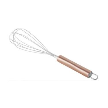 Imagem de Batedor de Ovo Claras Gemas Fouet Inox Manual Génova Rose Gold Bolo To