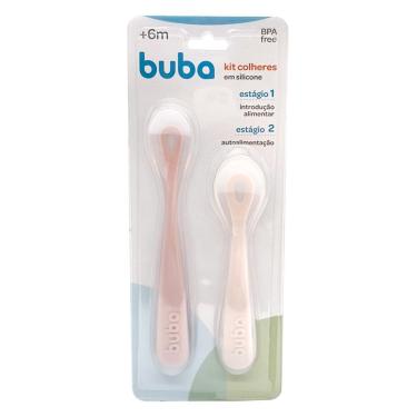 Imagem de Colher Raspa Fruta Bebê 2 em 1 Alimentação Criança Rosa Buba