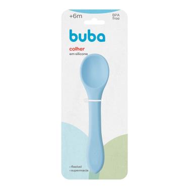 Imagem de Colher Flexível Azul em Silicone Para Bebês +6 Meses Buba