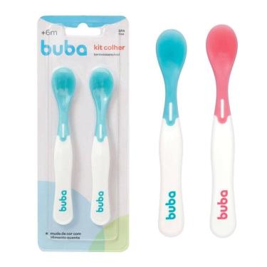 Imagem de Kit 2 Colher Termossensível Infantil Buba Rosa e Azul