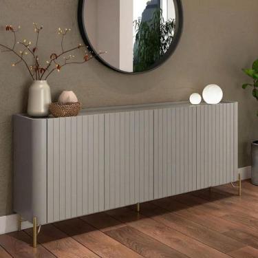 Imagem de Balcão Buffet p/ Sala Porta Brise 180cm Pés Metal 100% MDF - Casa Lar 