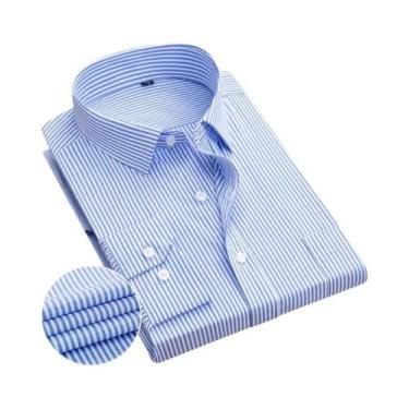 Imagem de Camisa Social Masculina Listrada De Manga Longa Antirrugas Para Primav