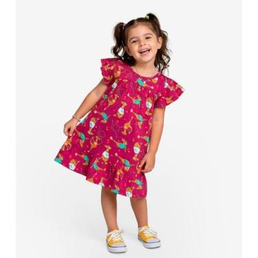 Imagem de Vestido Infantil Com Manga Godê Select Rosa, 6, Rosa