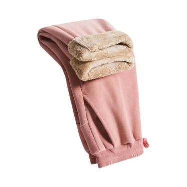 Imagem de Calças De Moletom Unissex Oversize Com Forro De Fleece Para O Inverno,