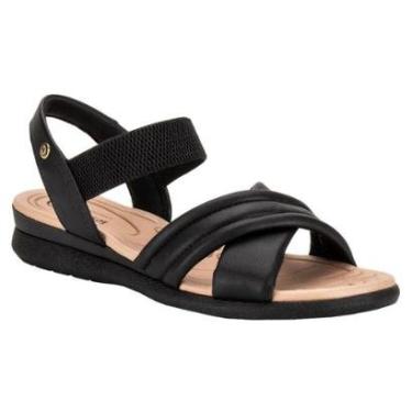 Imagem de Sandália Campesi Casual Salto Anabela Baixo Conforto Feminina Preto-Feminino