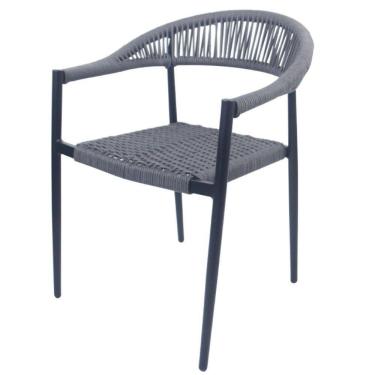 Imagem de Cadeira Empilhavel Trancoso Rivatti Em Aluminio Assento Em Trama De Corda Náutica Chumbo